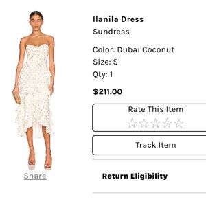 White maxi dress with gold polka dots